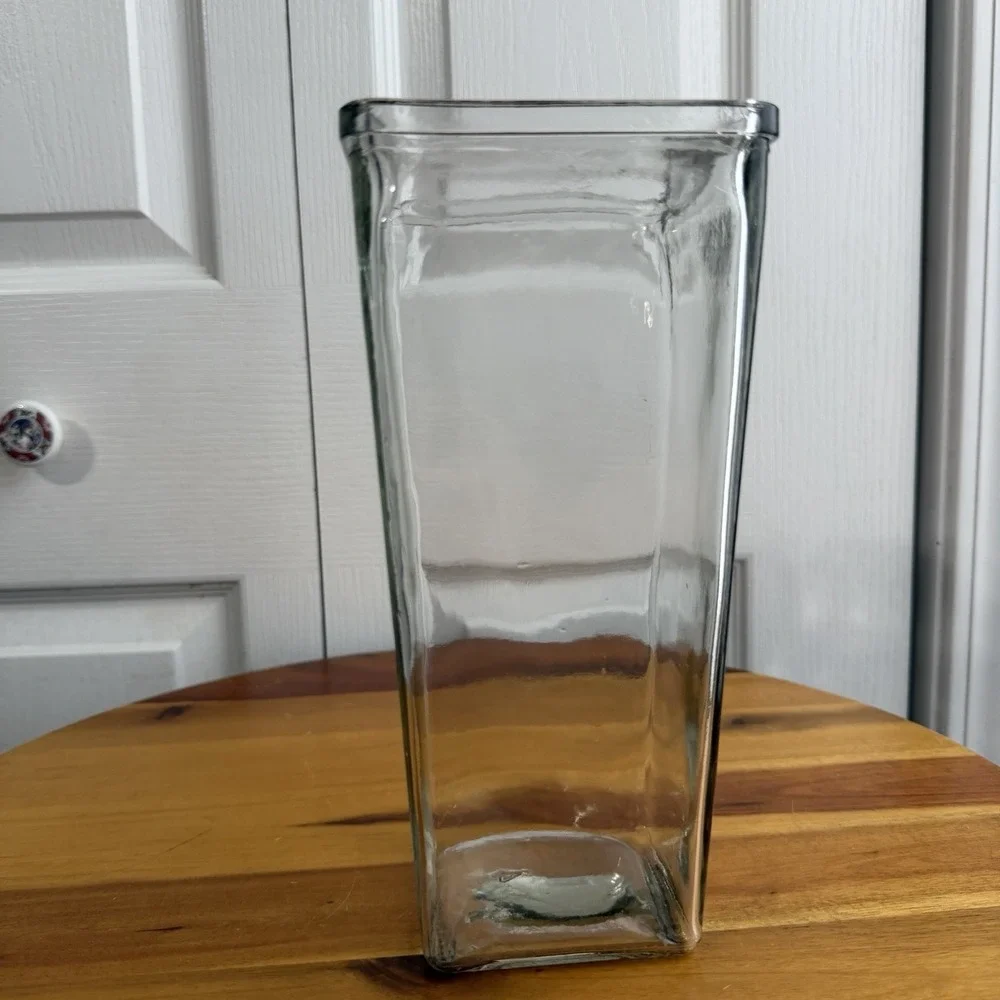 Clear Glass Square Floral Vase Multipurpose Gifts Anniversary Minimalist Modern